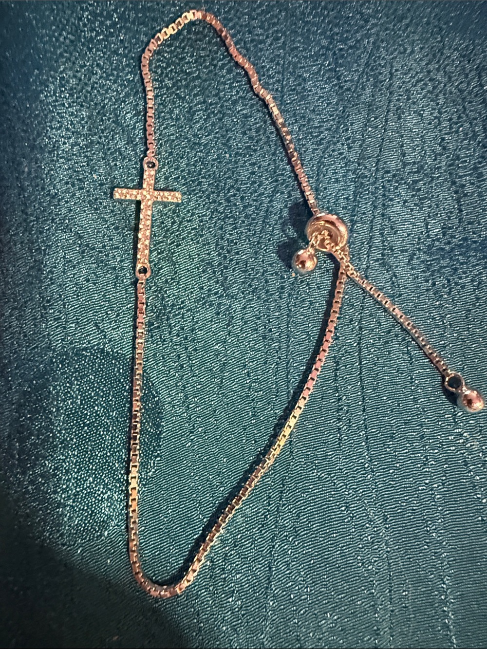 Delicate Rose Gold Cross Slider Bracelet - Women Jewelry